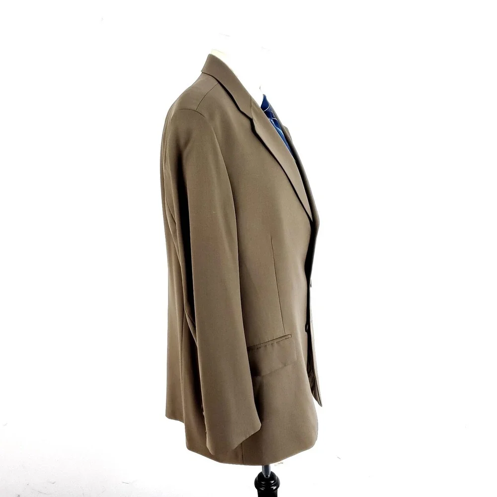 Chaps Ralph‎ Lauren Wool Cashmere 3 Button Blazer 46L Brown Herringbone